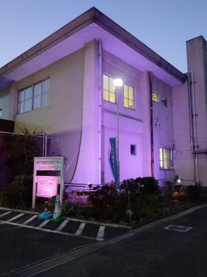 勤労女性センター　パープル・ライトアップの様子
