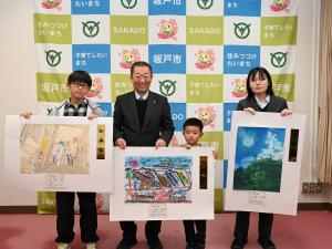 市内小中学校表敬訪問　第60回記念「郷土を描く児童生徒美術展」知事賞受賞報告