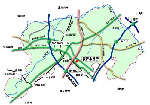 坂戸市の地図イラスト