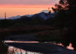 夕映えの富士